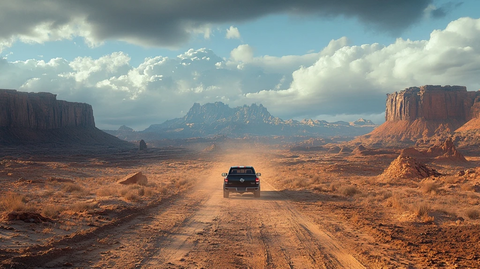 日产黑皮卡驶向地平线