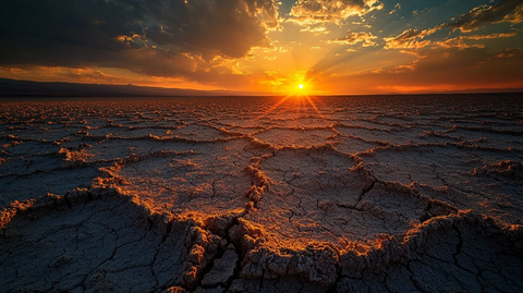 沙漠盐湖夕阳倒影
