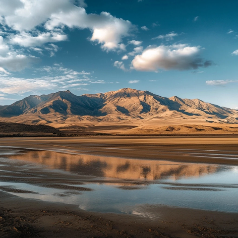 海滩平地山脉风景