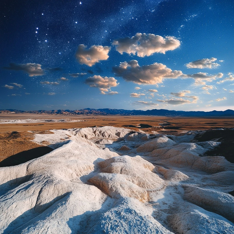 蓝白天空与火星地貌