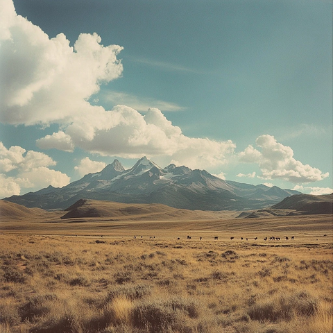 山脉云海与远处的印第安人