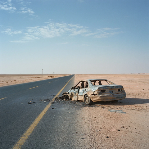 车祸现场无人路空旷