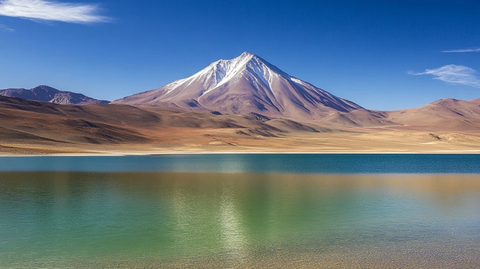 湖景山峦中央透视