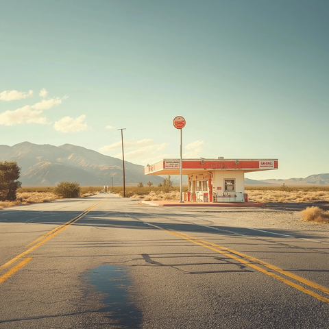 年代加油站沙漠公路