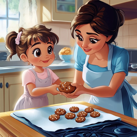 保姆烤饼干卡通插画