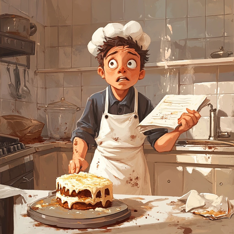 新手厨师挑战失败歪斜蛋糕