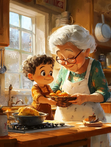 祖孙厨房互动