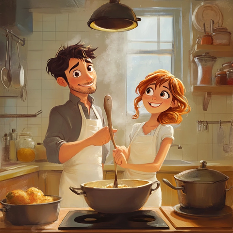 动画美食与家人共聚时光