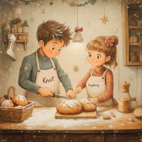 圣诞节情侣用面包机做面包