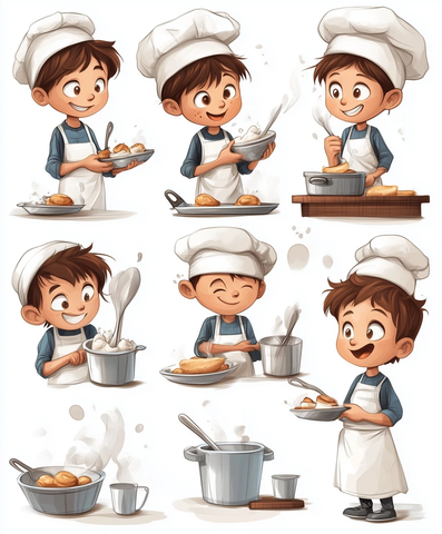 青少年卡通风格烹饪