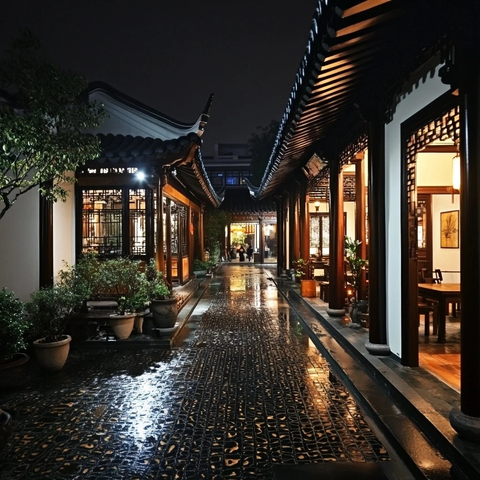 雨夜庭院