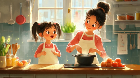 母女厨房共煮爱心餐