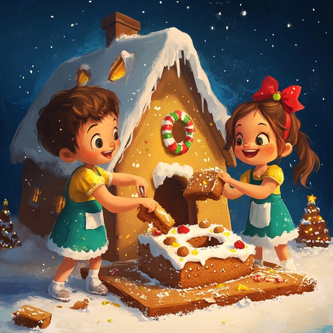 孩子们制作姜饼屋