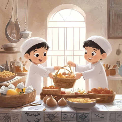 兄弟同心装填食物篮