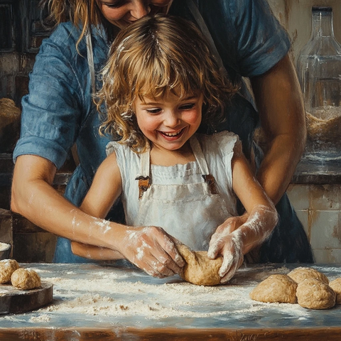 亲子共塑面团温馨时刻