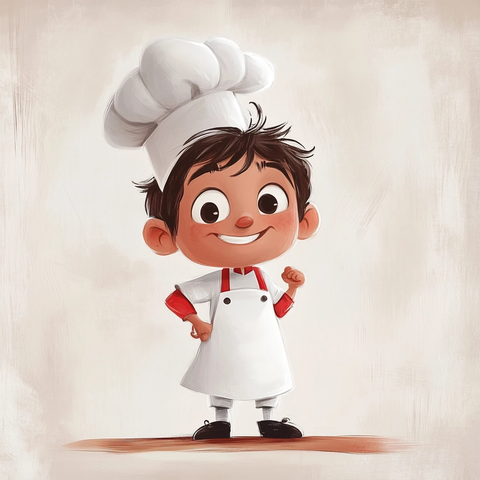 小厨师男孩插画