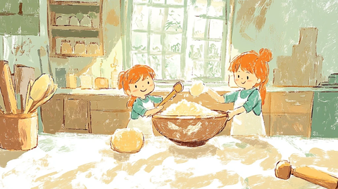 红发面包师搅拌面团