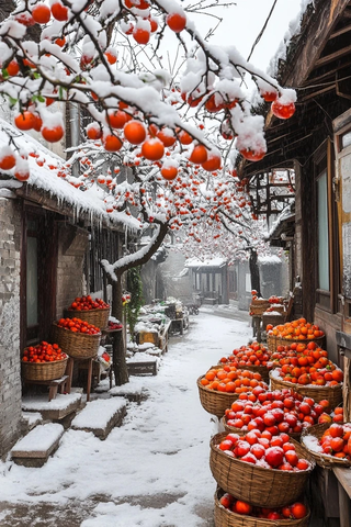 雪巷柿红