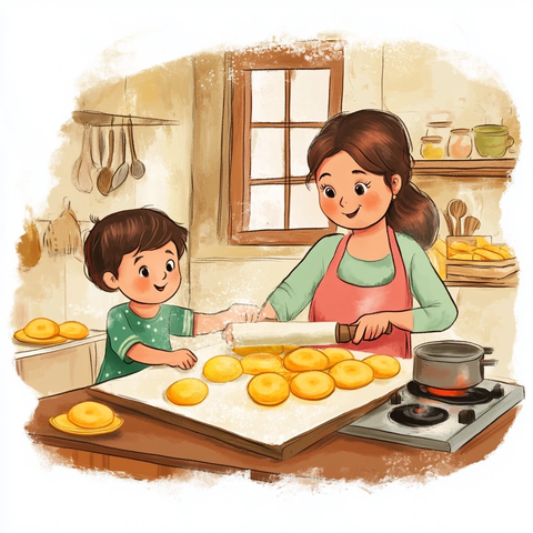 母亲做甜点卷饼面团