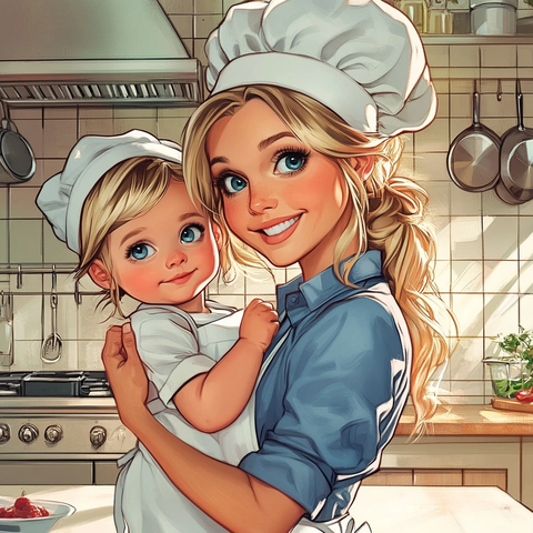 厨房妈妈与宝宝厨师