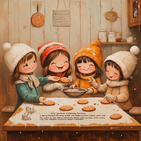 儿童围坐烤饼干