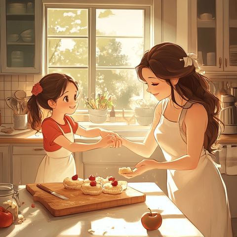 母女烘焙苹果甜点