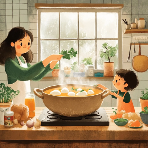 姜汤煮蛋与温馨厨房时光