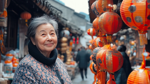 灯笼摊前的微笑