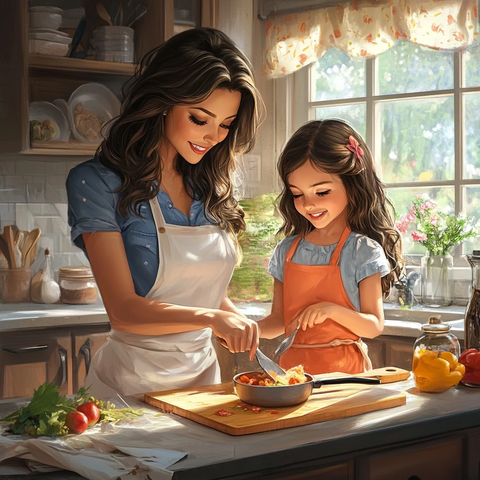 母女共厨温馨时光