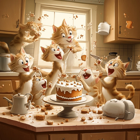 猫咪厨房做蛋糕大混乱