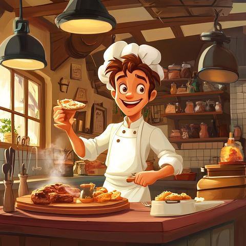 年轻厨师准备食物