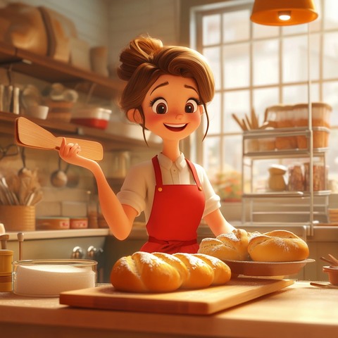 面包师烤制法棍面包场景