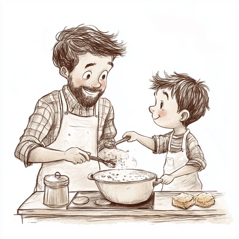 小孩用饼干做菜