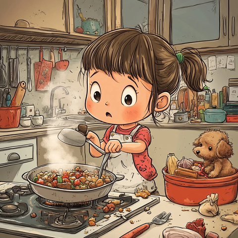 女孩厨房做中式菜肴迎新年