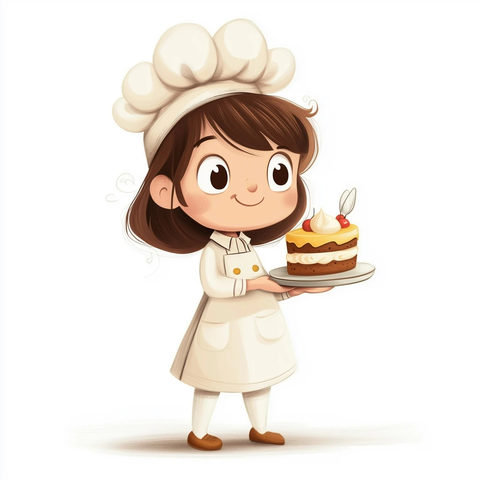 卡通蛋糕厨师矢量绘图