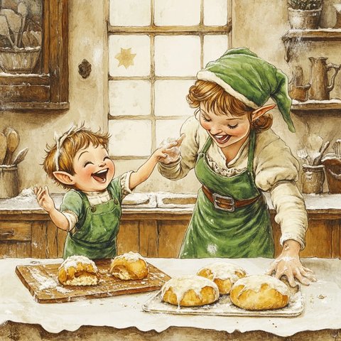 精灵男孩跳舞妈妈烤面包