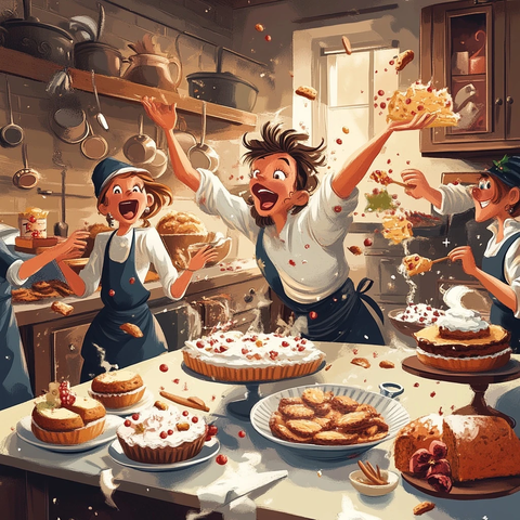 圣诞厨房忙碌制作派对点心