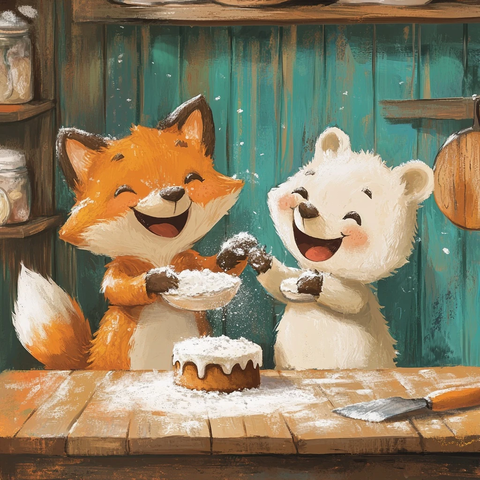 狐狸和熊烘焙蛋糕