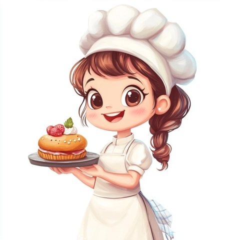 女甜点师制作欢快场景