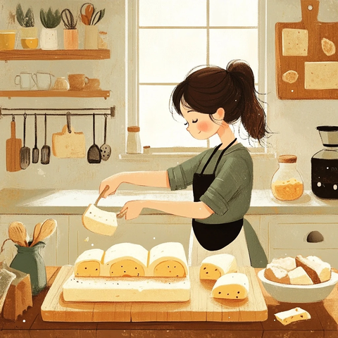 厨房女孩烤制芝士蛋挞