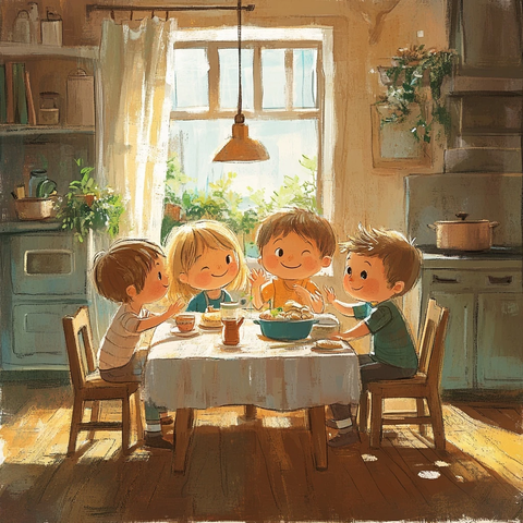 小主角围桌分享旅程趣事