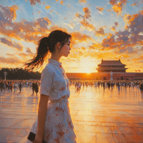 天安门广场的黄昏