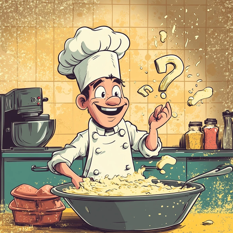 漫画厨师制作疑问号饼干