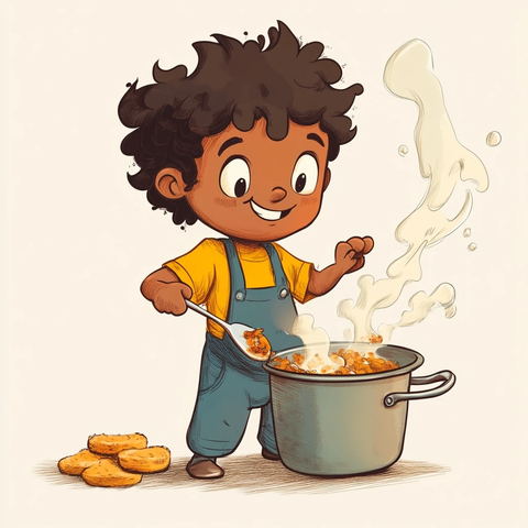 卡通角色煎食物