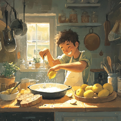 柠檬汁调味土豆面包美食