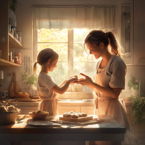 温馨厨房阳光下的温情时刻