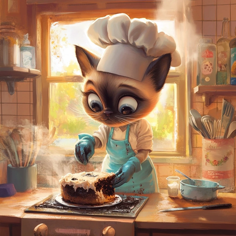 暹罗猫烤焦蛋糕厨房趣事
