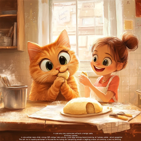 猫咪与人共享烘焙时光