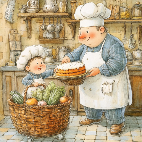 厨师与学徒忙碌厨房