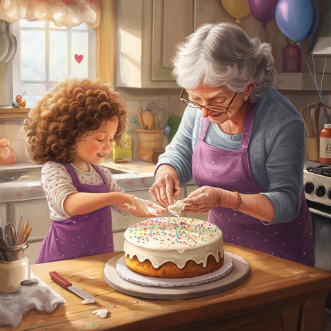 祖孙共庆生日蛋糕烘焙时光